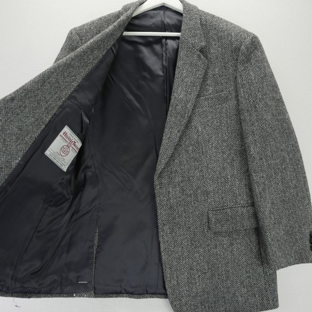 Harris Tweed Laxdale Mens 40S Grey Herringbone Wool Blazer Sport Coat NWT